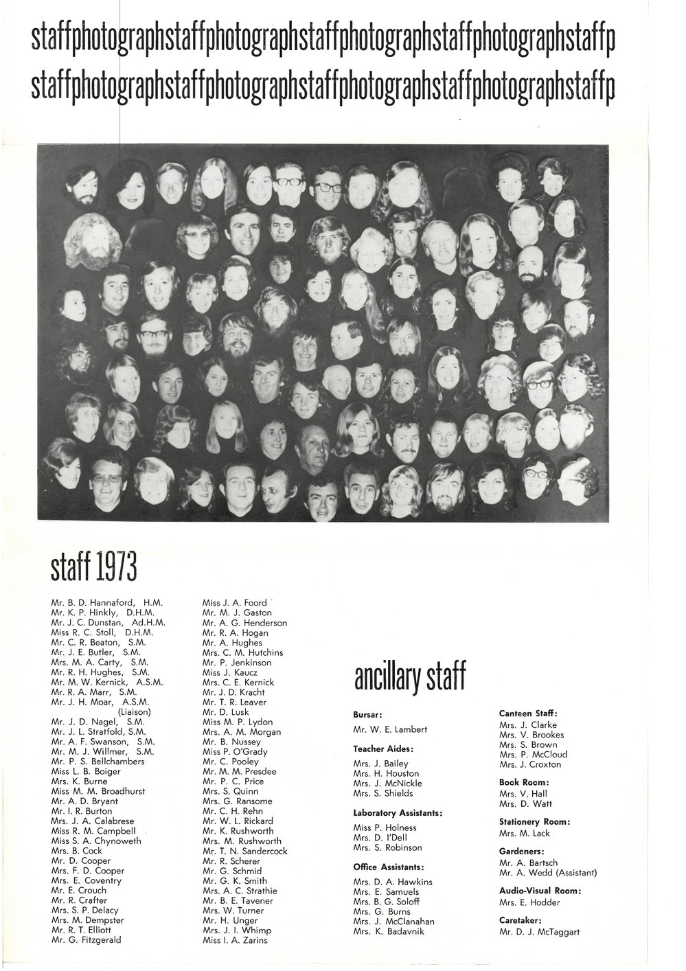 Elizabeth West High School Staff 1973
