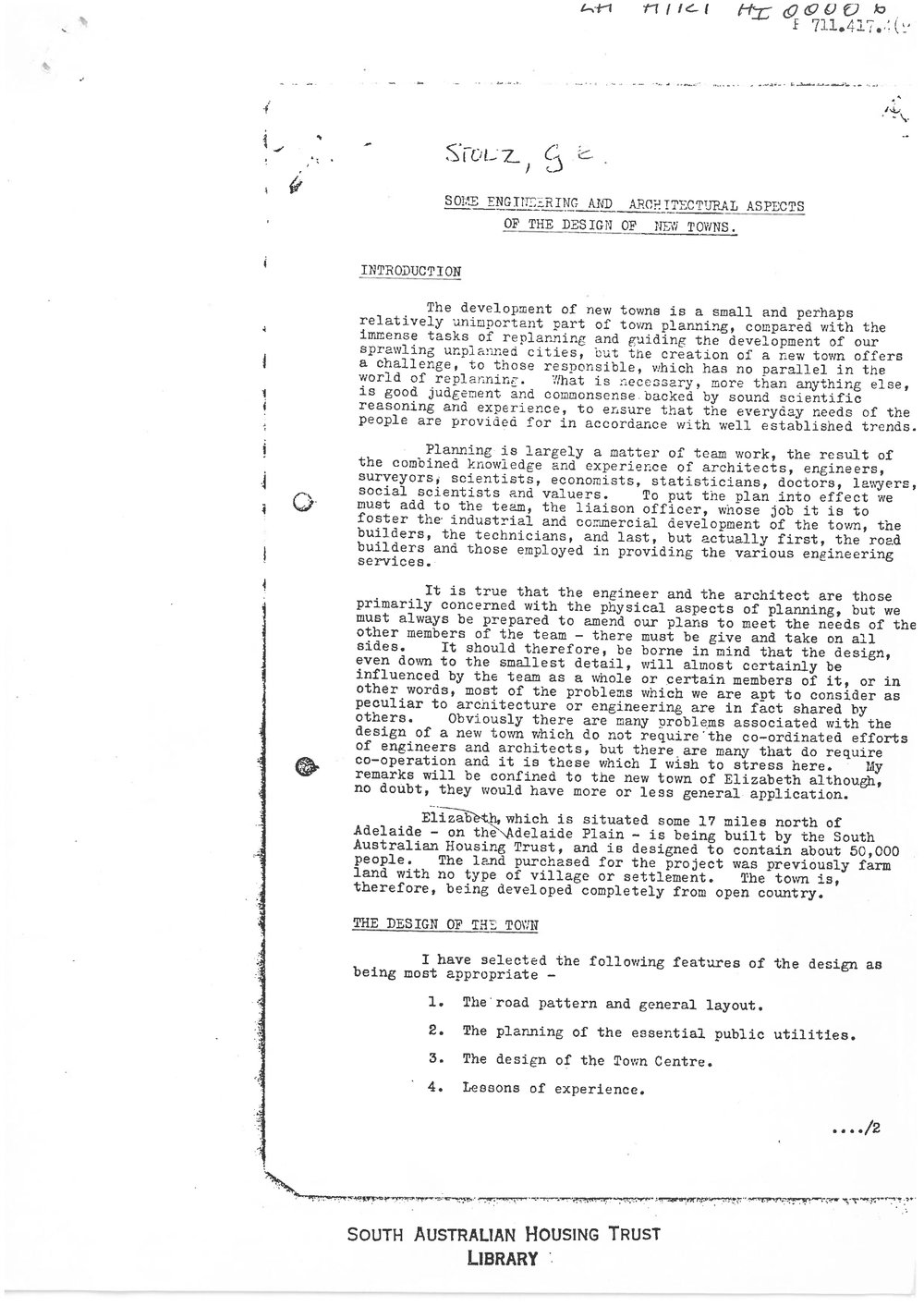 Engineering &amp; Architectural aspects of the design of new towns