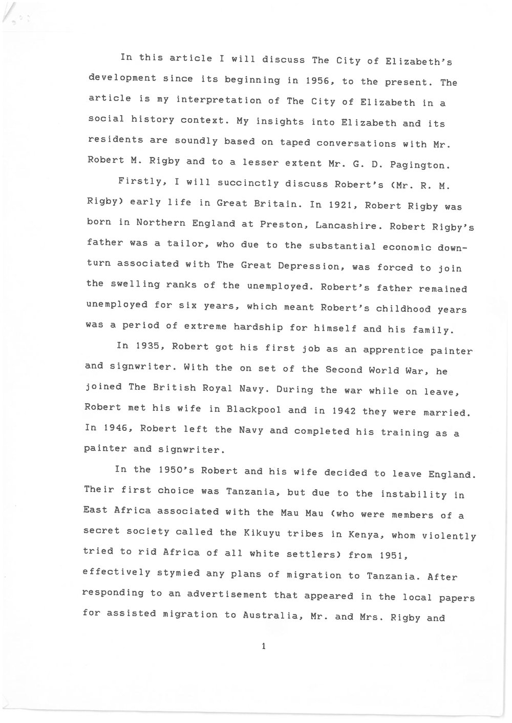 Impressions of Elizabeth