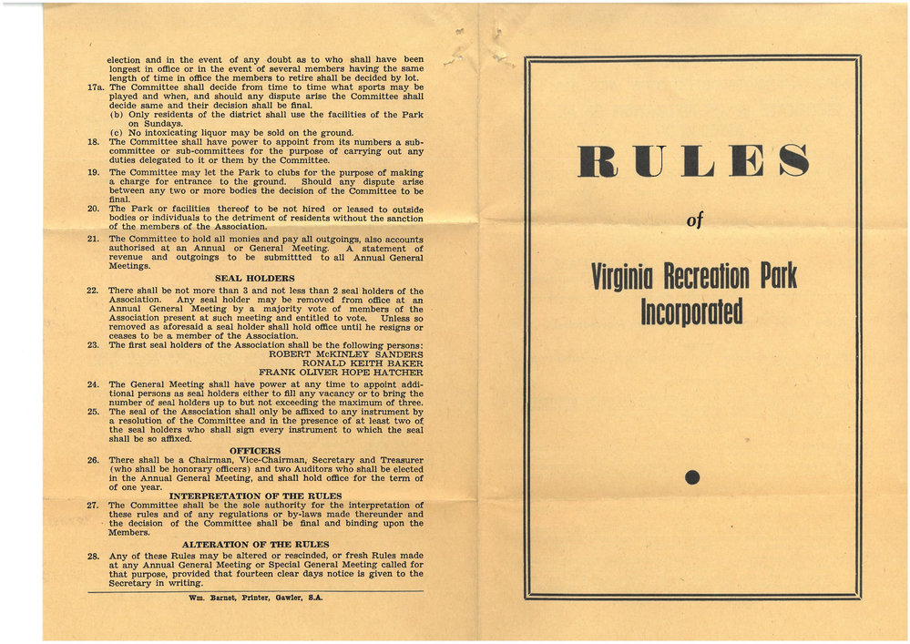 Rules of Virginia Recreation Park