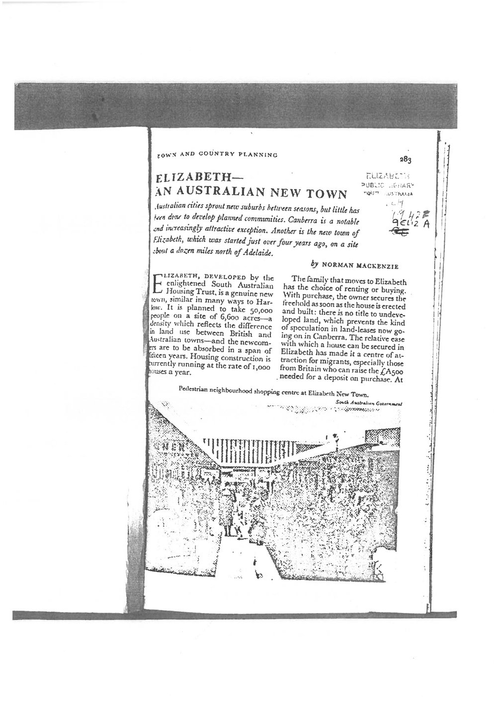Elizabeth - An Australian New Town by Norman MacKenzie