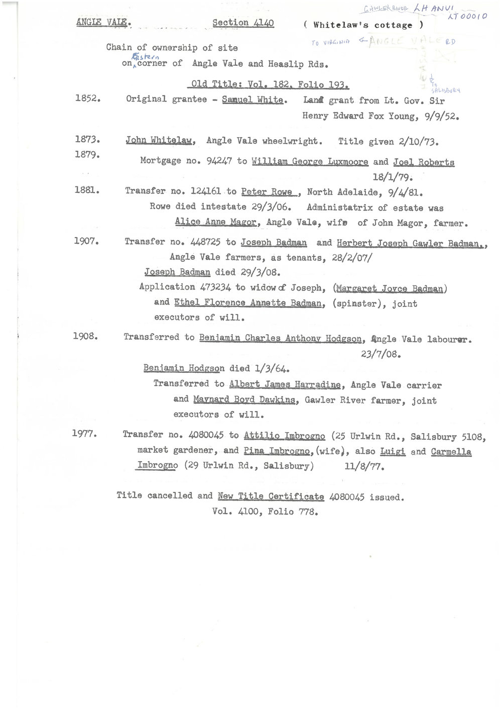 Section 4140 Whitelaw's Cottage