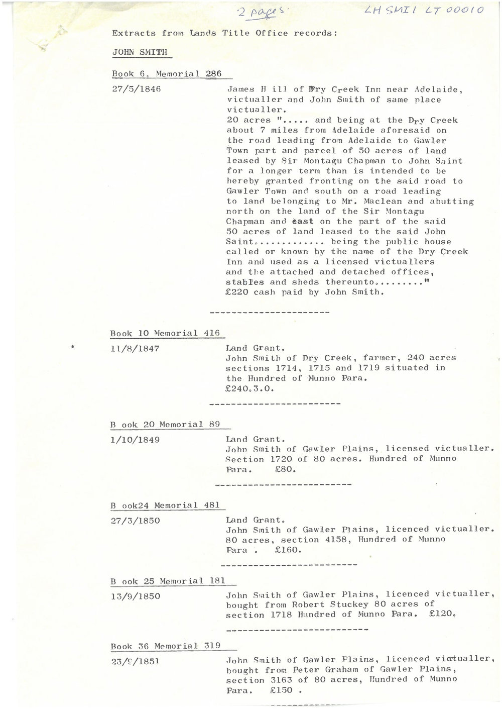 John Smith Land Grants