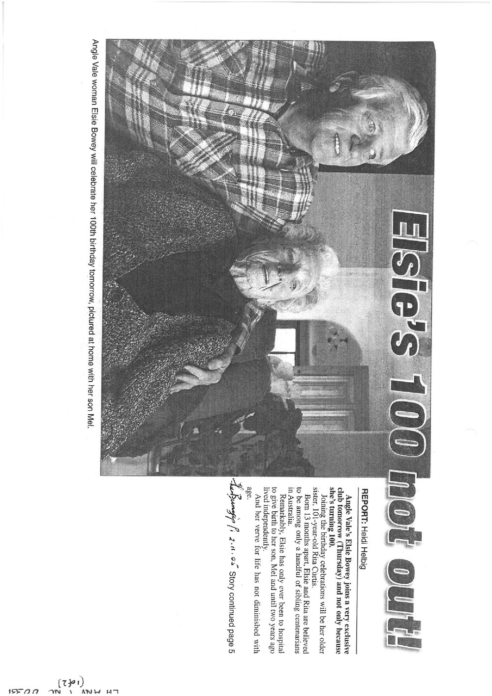 Elsie Bowey of Angle Vale