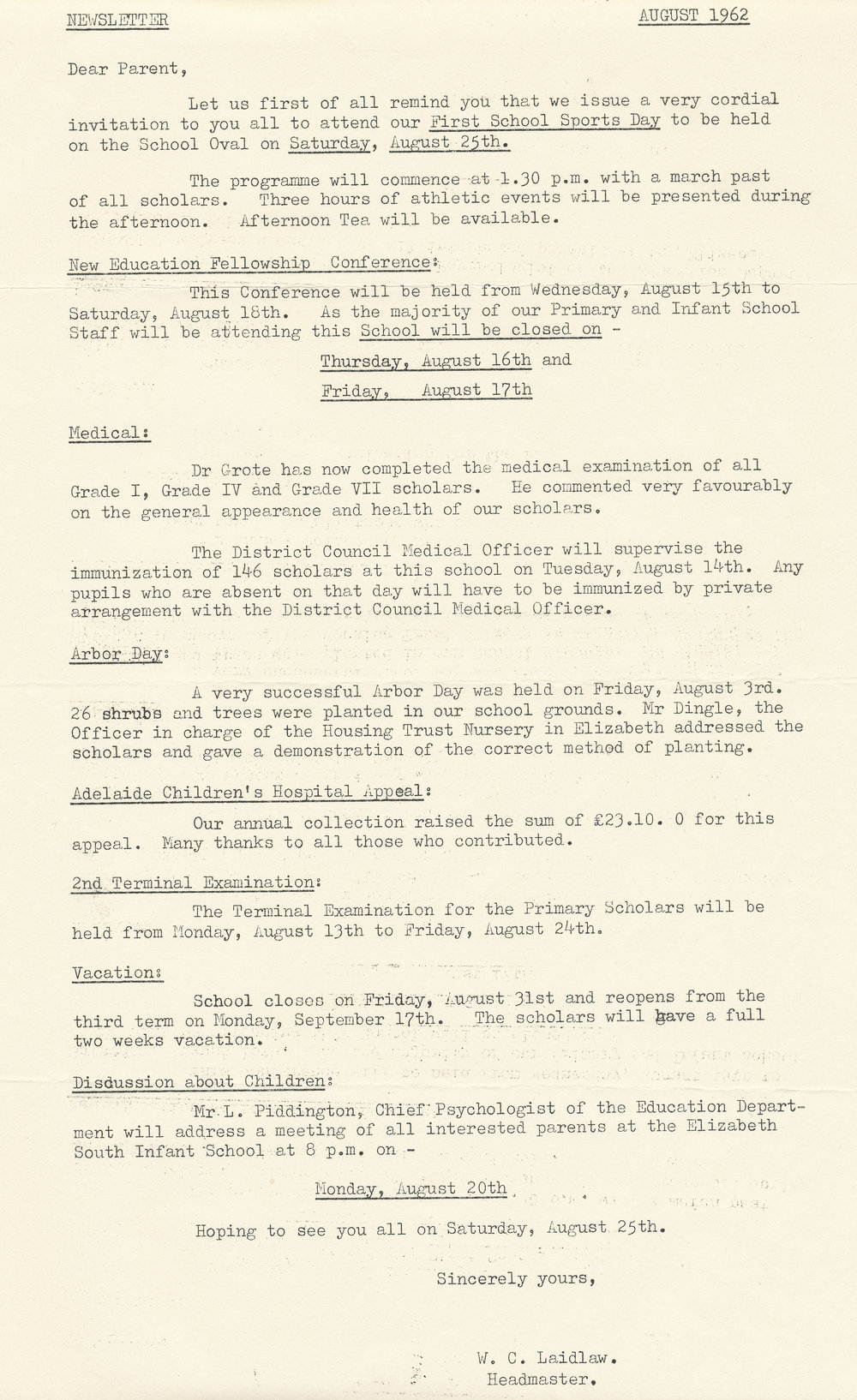 Elizabeth South Primary School newsletter