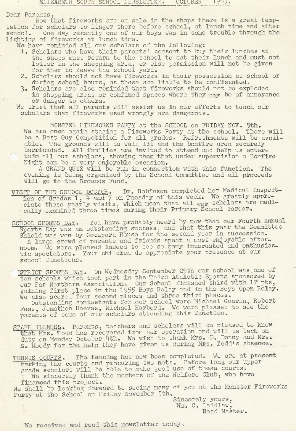 Elizabeth South Primary School newsletter