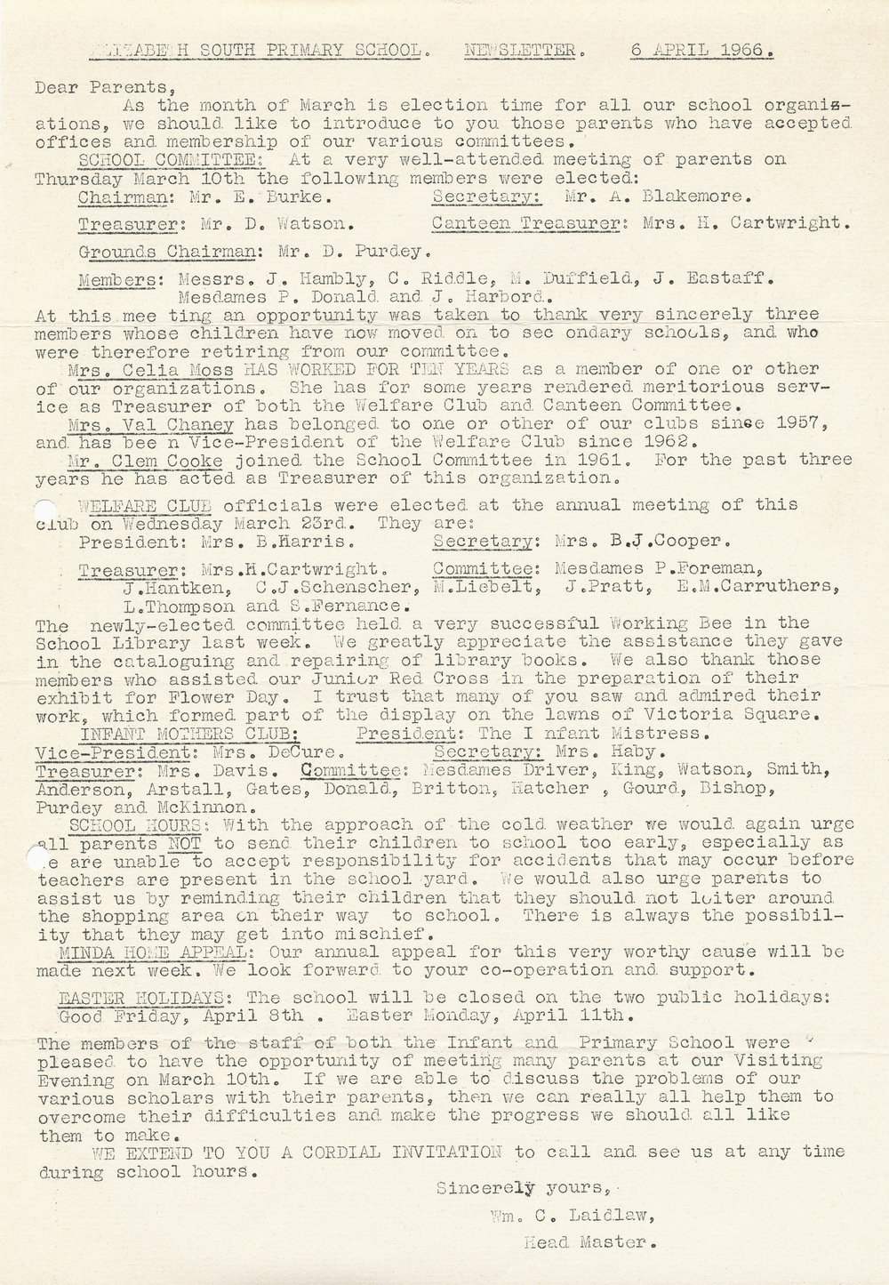 Elizabeth South Primary School newsletter