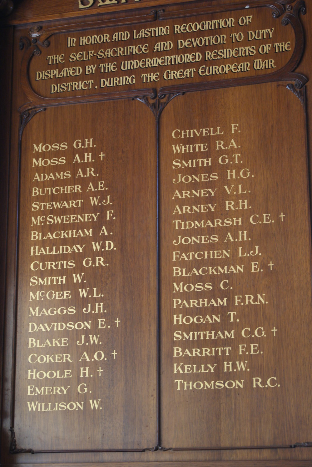 Smithfield WWI Honor Roll