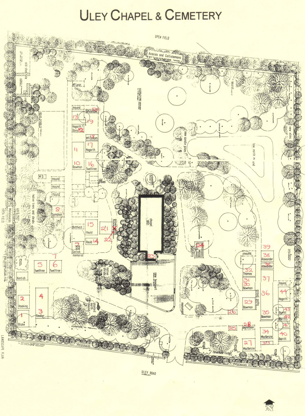 Uleybury Cemetery plan