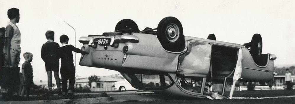 Road accident, corner of Phillip Highway and Kettering road: 1960's