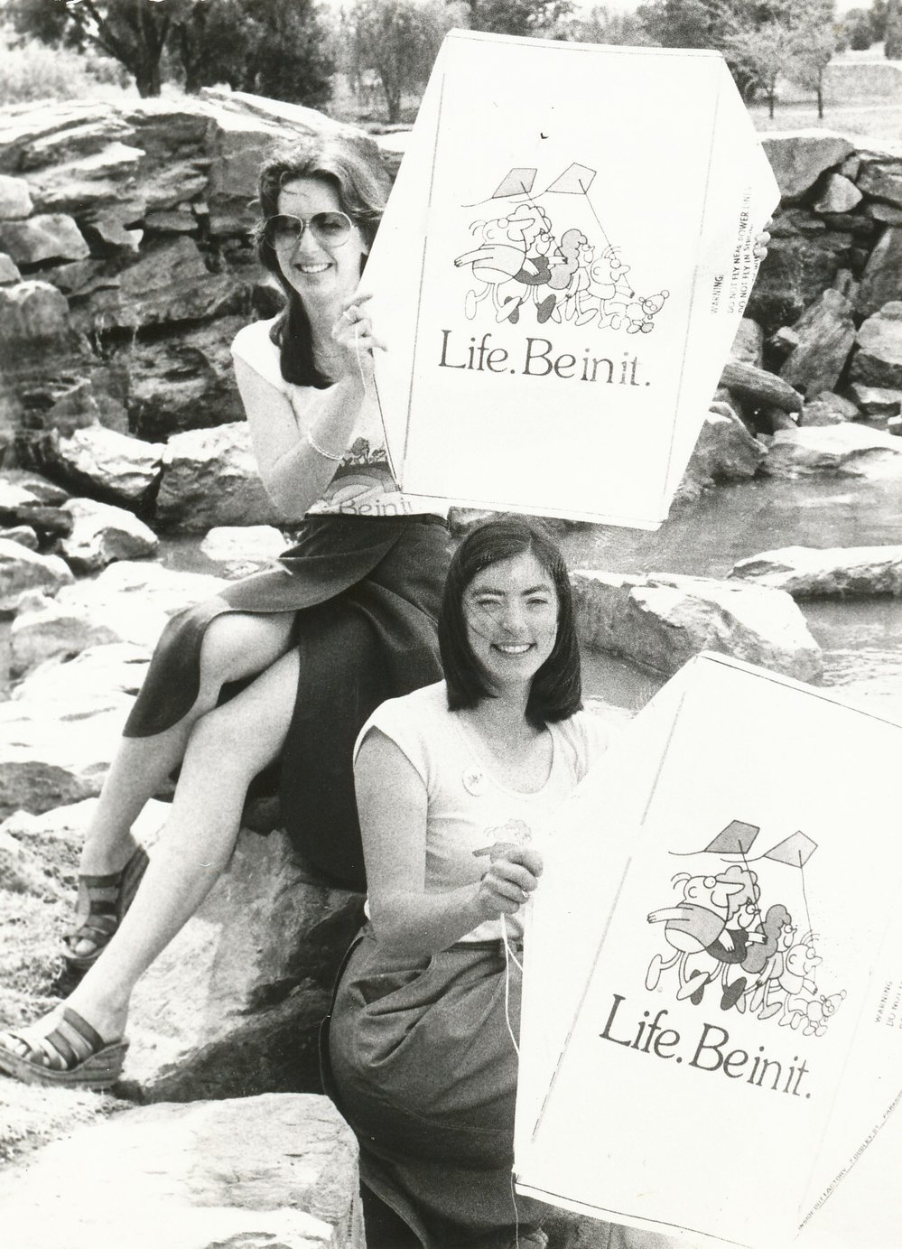 Librarians in Fremont Park promoting Life Be in It: 1978