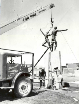 Dancing figures statue, Elizabeth City Centre: 1963