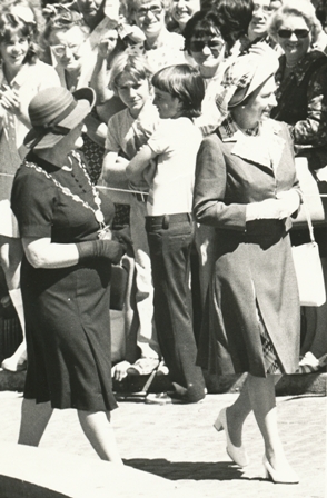 Royal Visit, Queen Elizabeth II with Mrs Eastland.