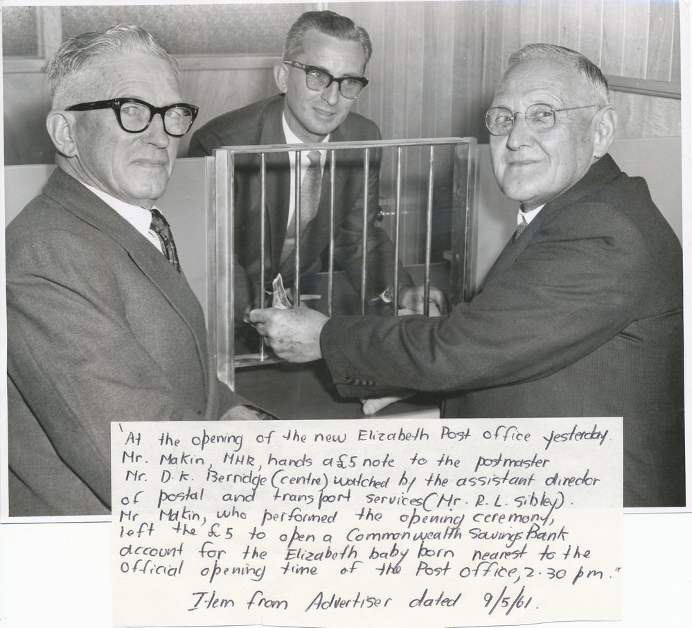 Opening of Elizabeth Post Office: 1961