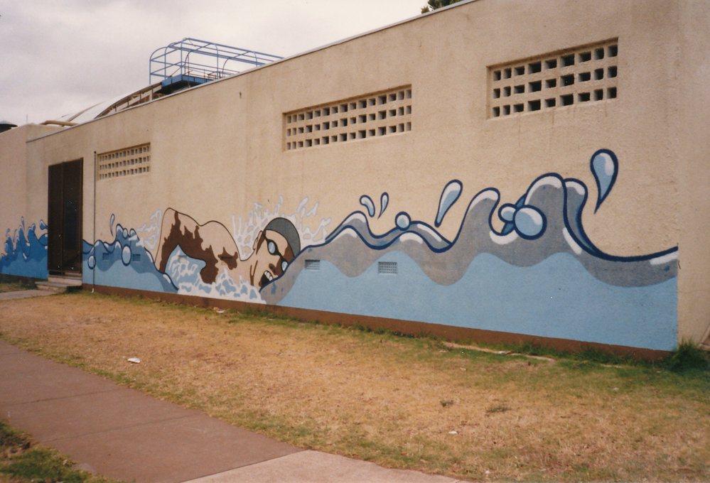 Mural on external wall at Elizabeth Swimming Centre