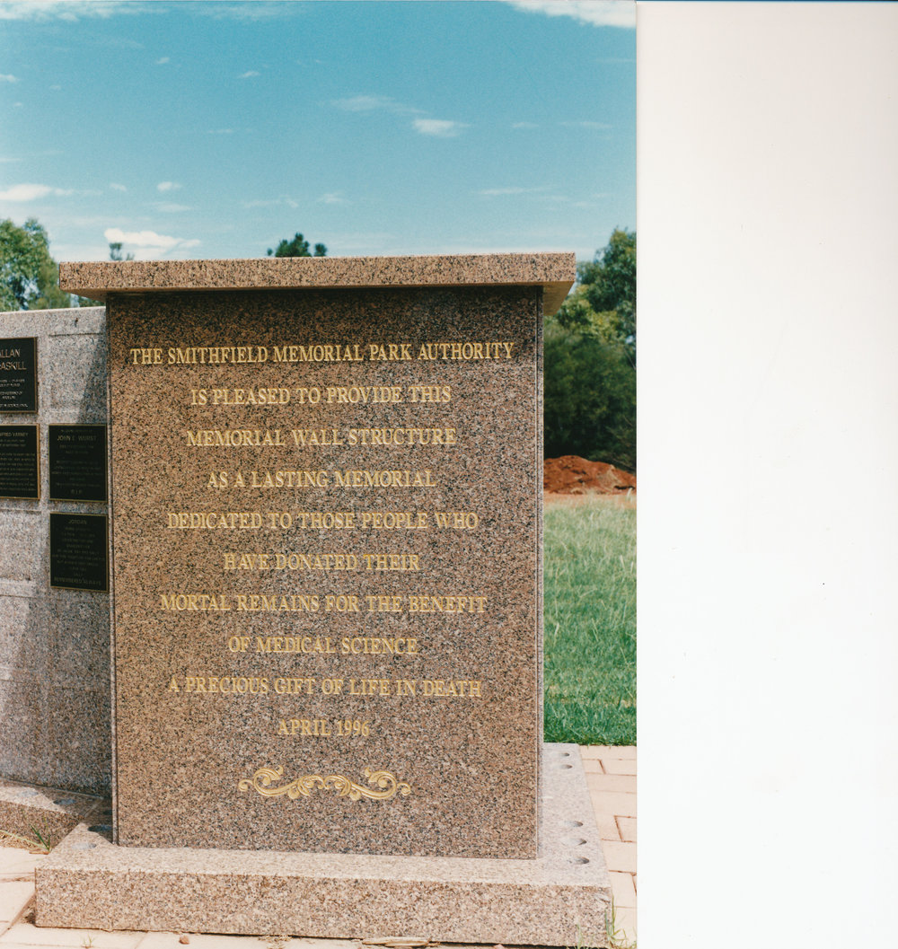Smithfield Memorial Park Plaque: 1996