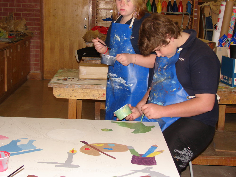 Students working on Murals at John McVeity Community Centre 2007
