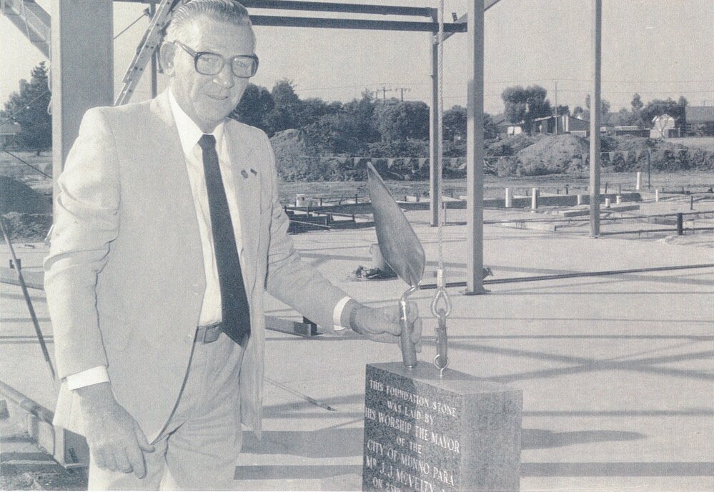 John McVeity laying Foundation Stone