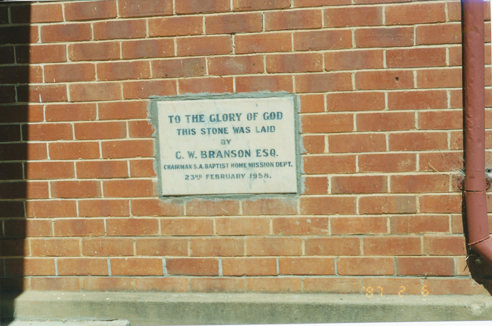 Foundation Stone at Elizabeth Grove Baptist Church