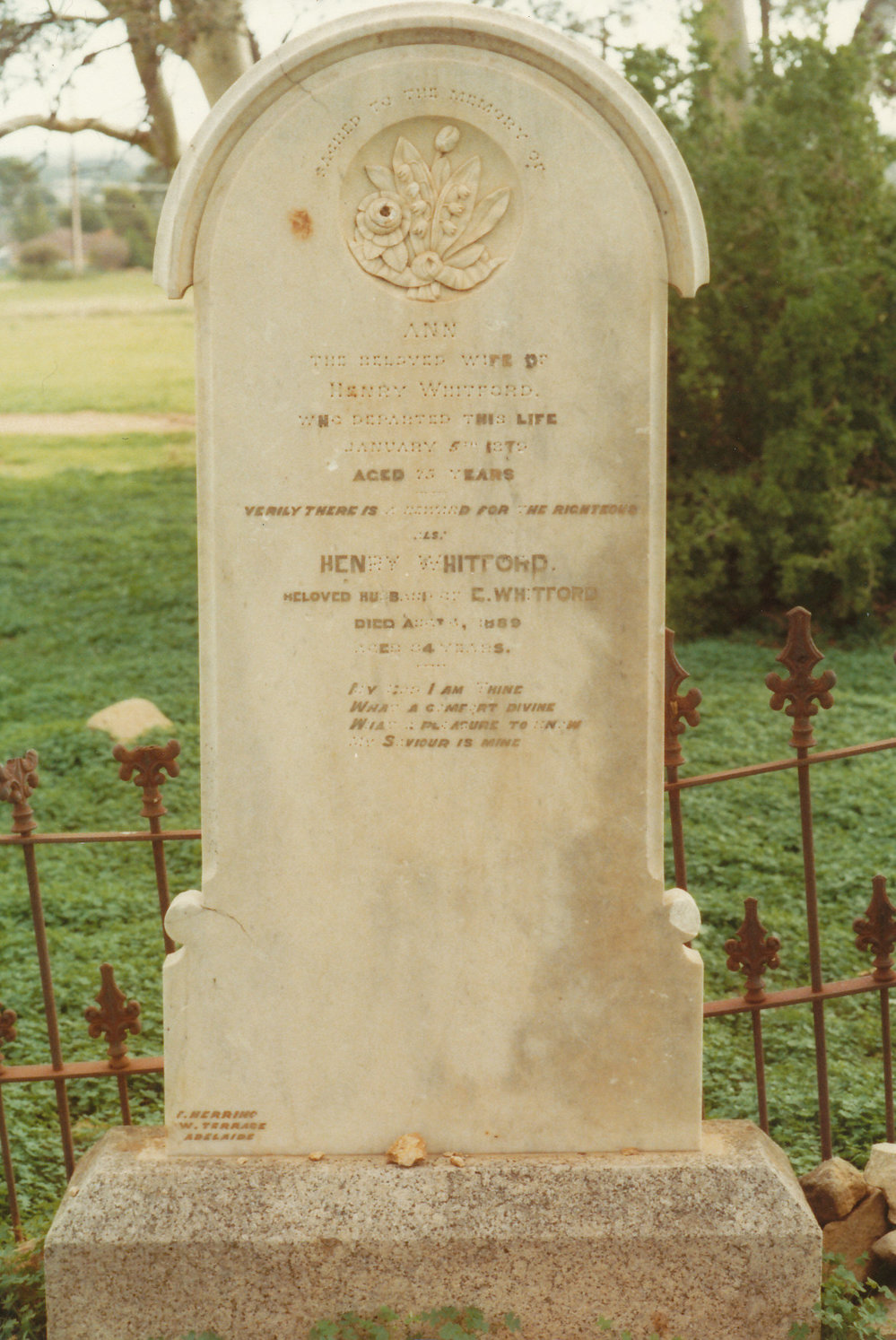 Hillbank Cemetery, Henry Whitford