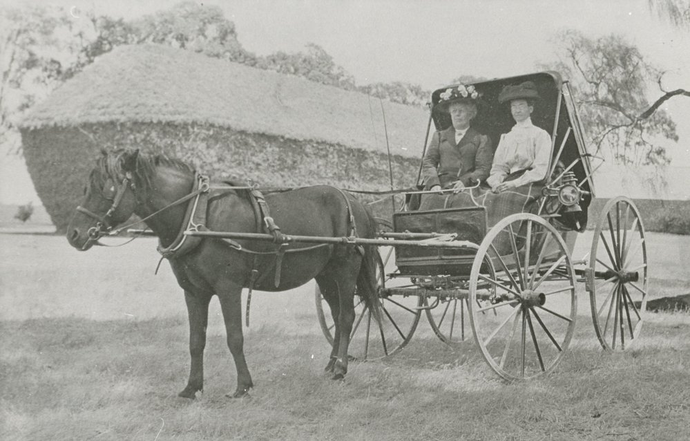 Mrs. Rowney and Mrs. Evelyn Mayes in trap