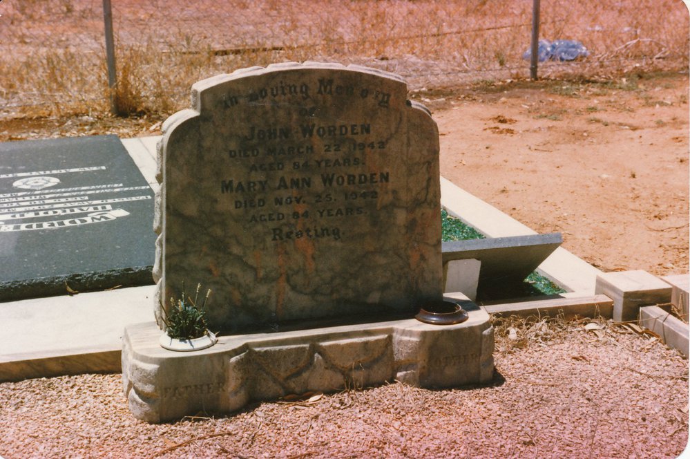 Angle Vale Cemetery: John &amp; Mary Ann Worden