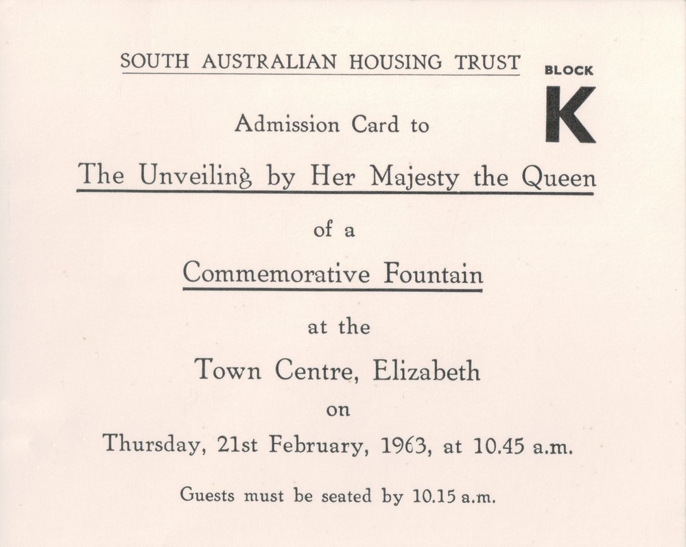 Invitation to unveiling of Windsor Green Fountain