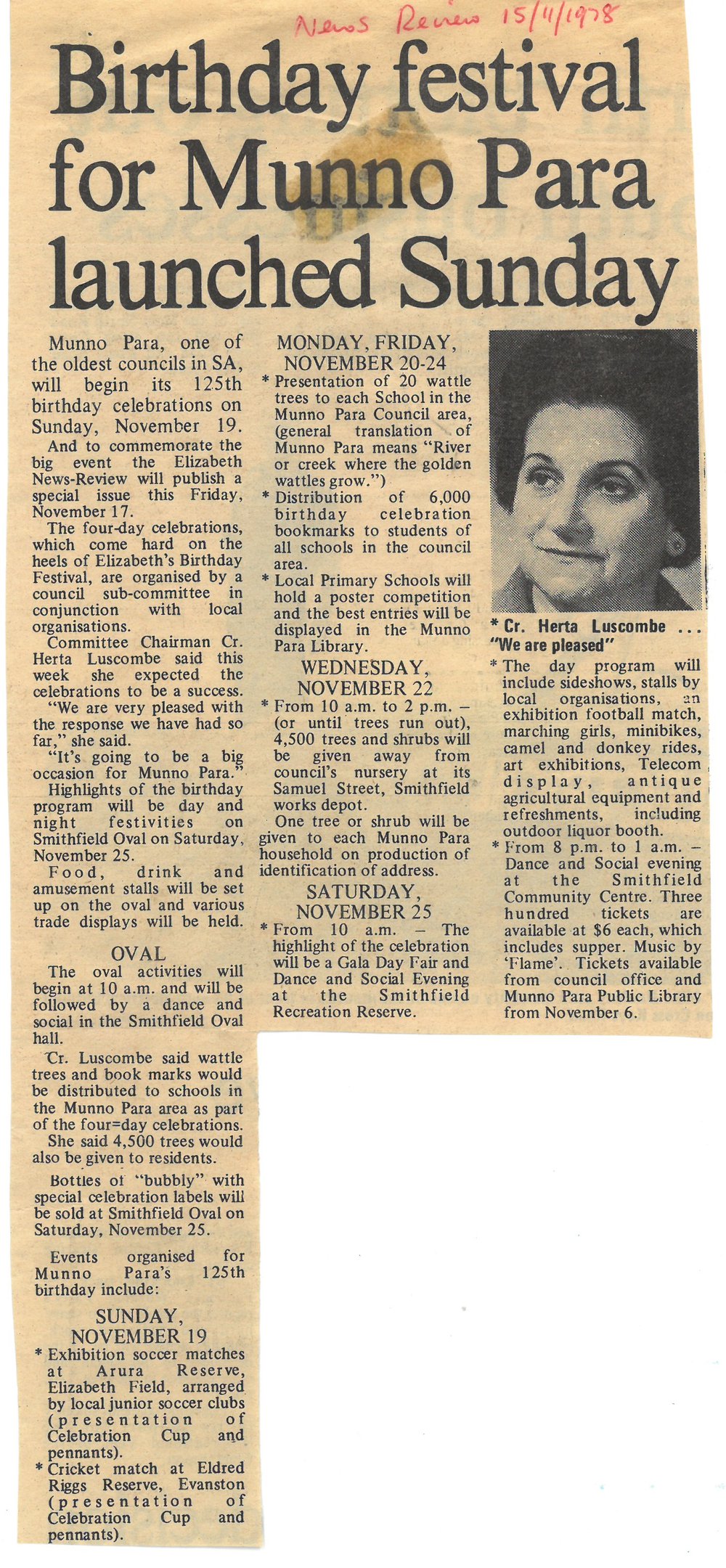 125th Munno Para Council Birthday Celebrations