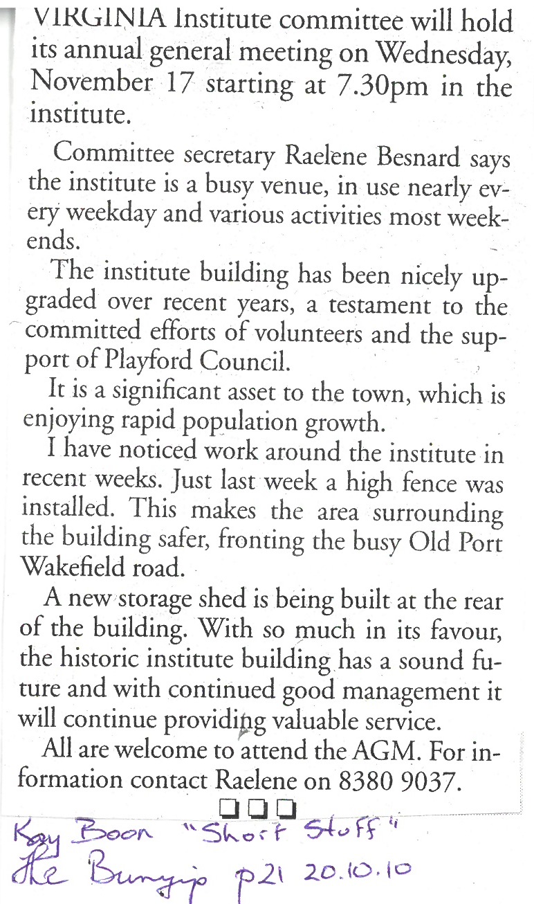 Virginia Institute AGM 2010