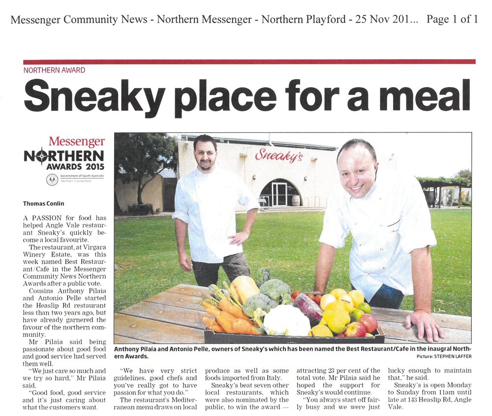 Sneaky's Restuarant, Angle Vale