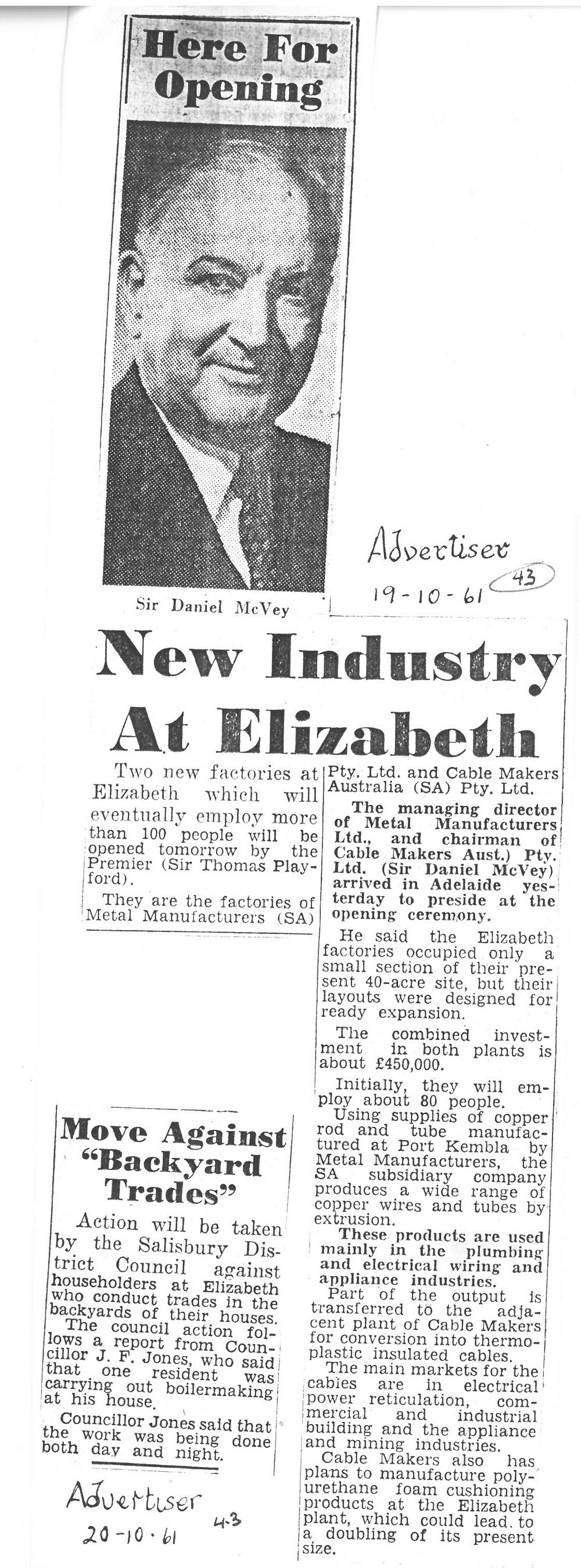 Metal Manufacturers &amp; Cable Makers Opening