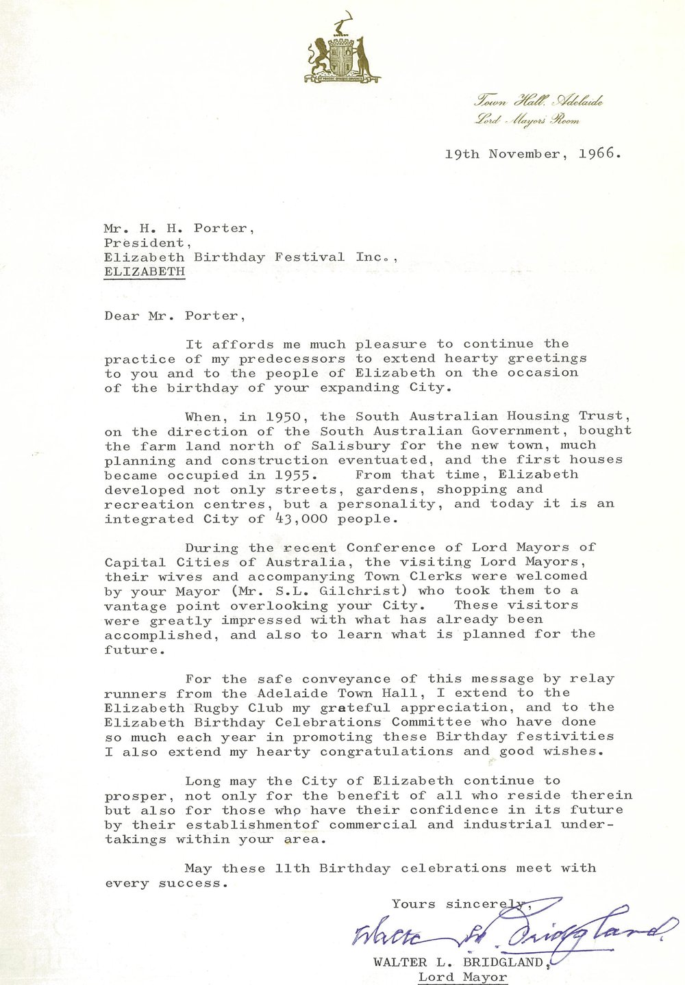 Elizabeth Relay Messages, 1966