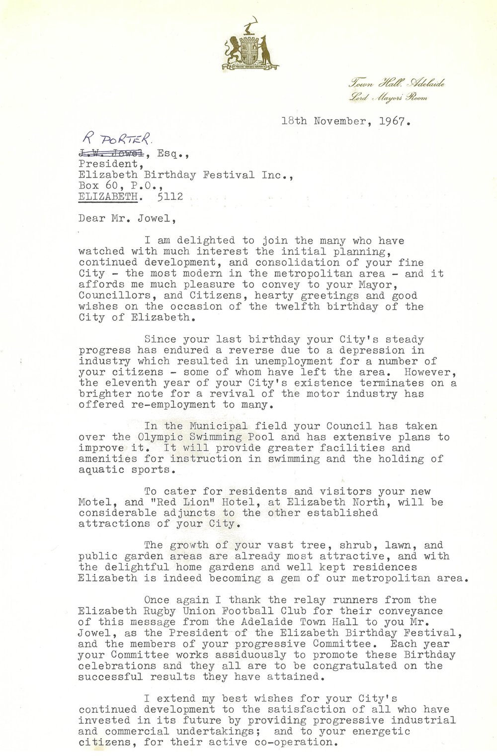 Elizabeth Relay Messages, 1967