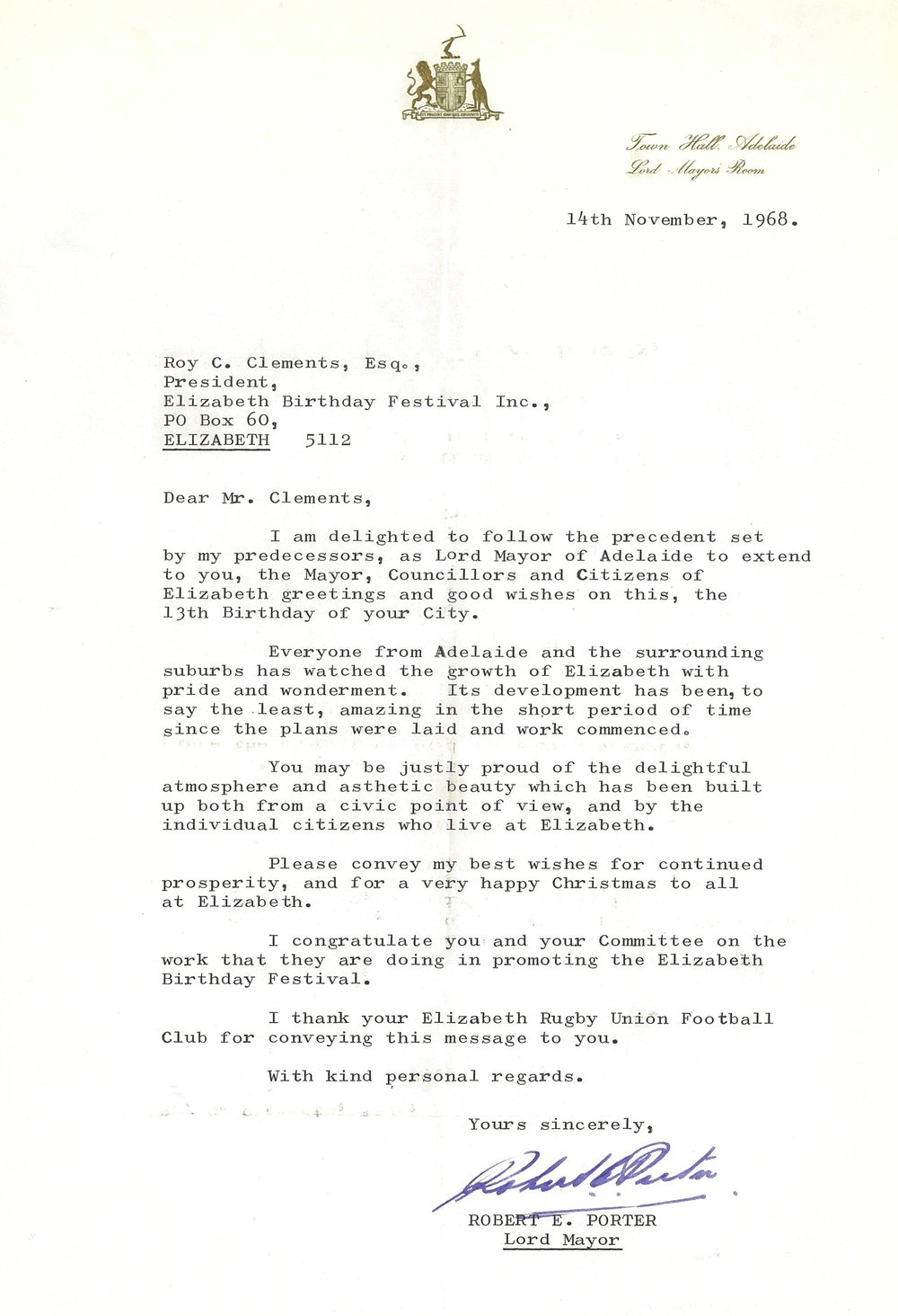 Elizabeth Relay Messages, 1968