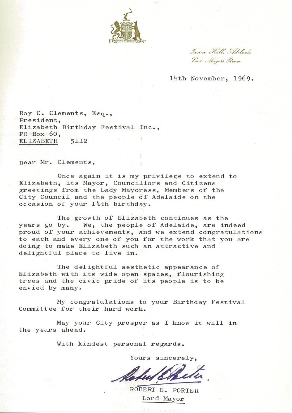 Elizabeth Relay Messages, 1969