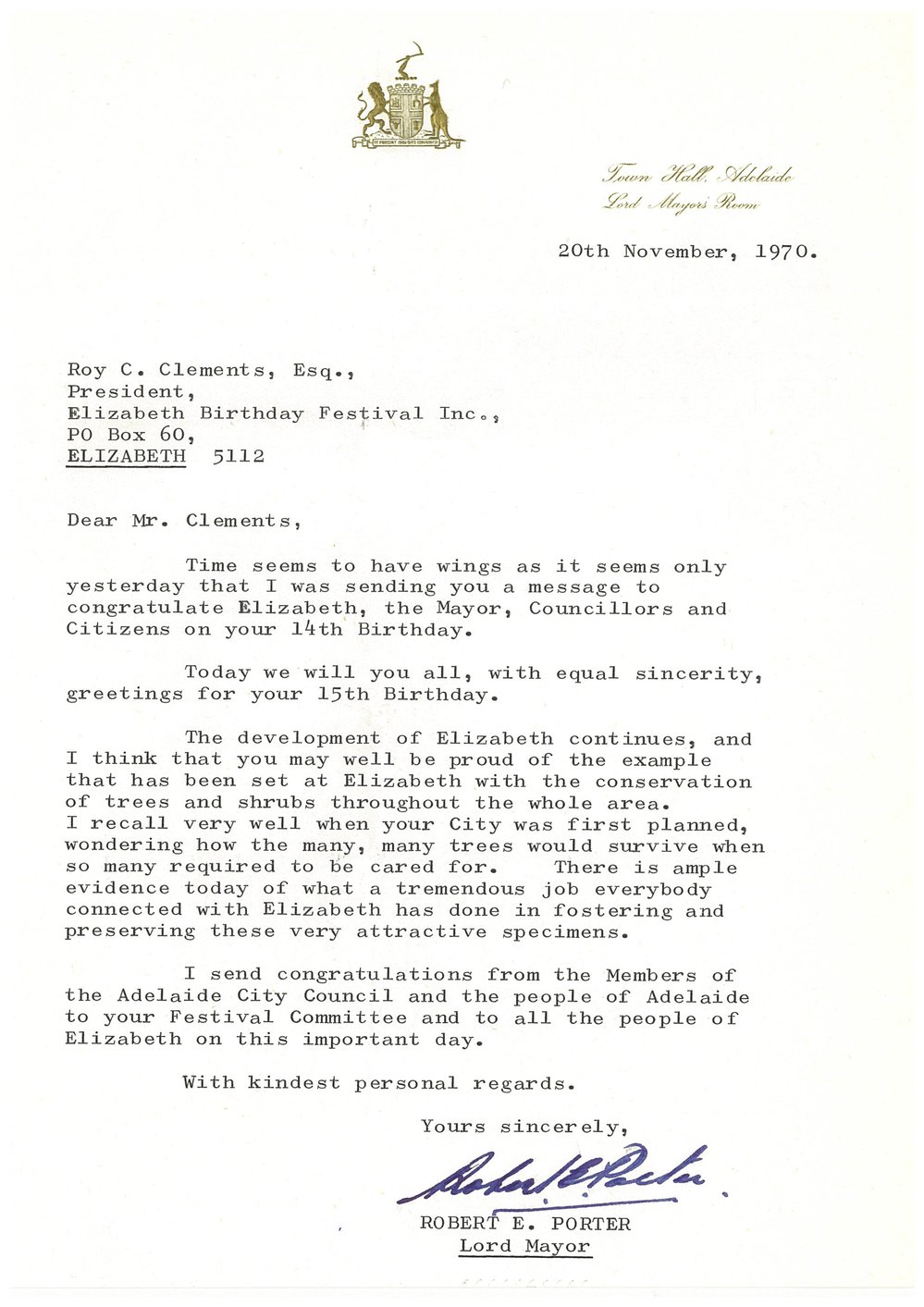 Elizabeth Relay Messages, 1970