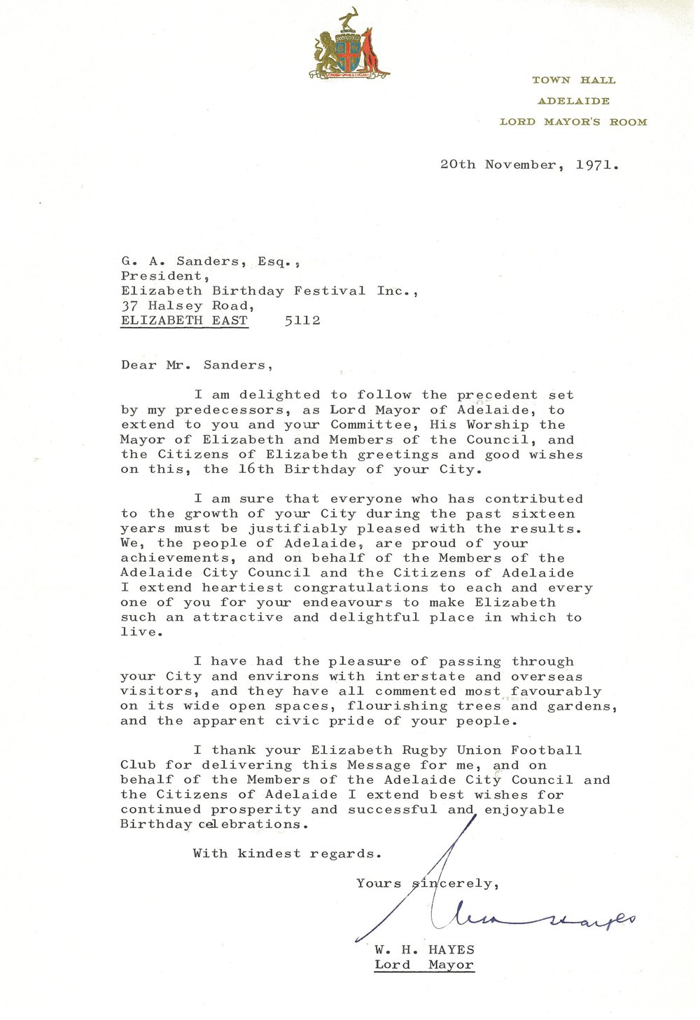 Elizabeth Relay Messages, 1971