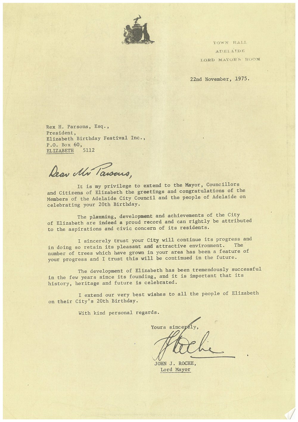 Elizabeth Relay Messages, 1975