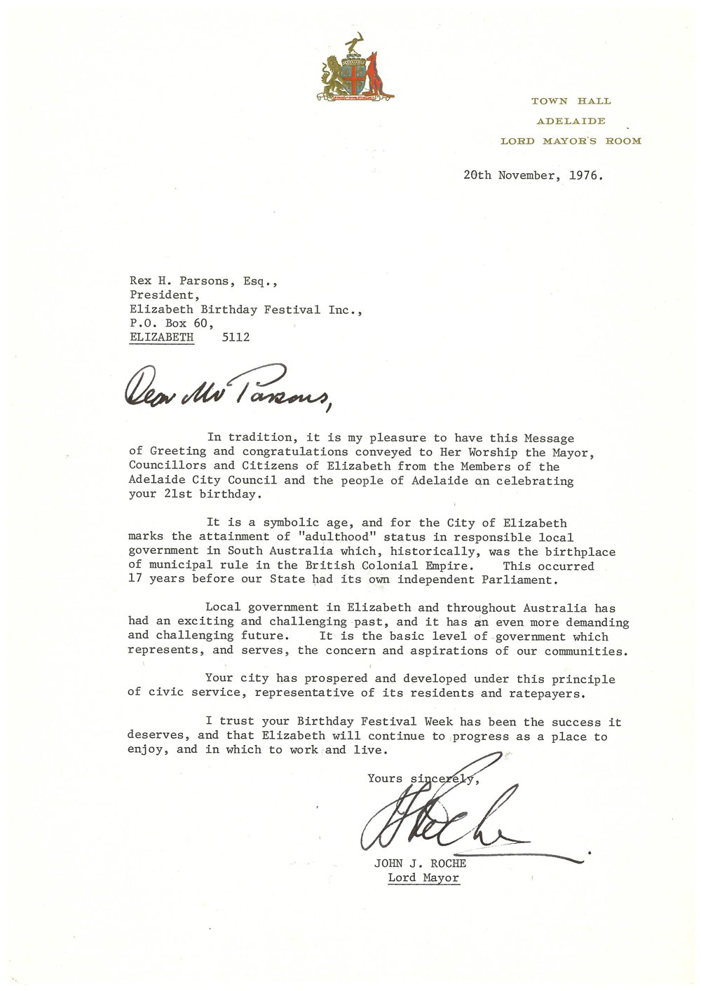 Elizabeth Relay Messages, 1976