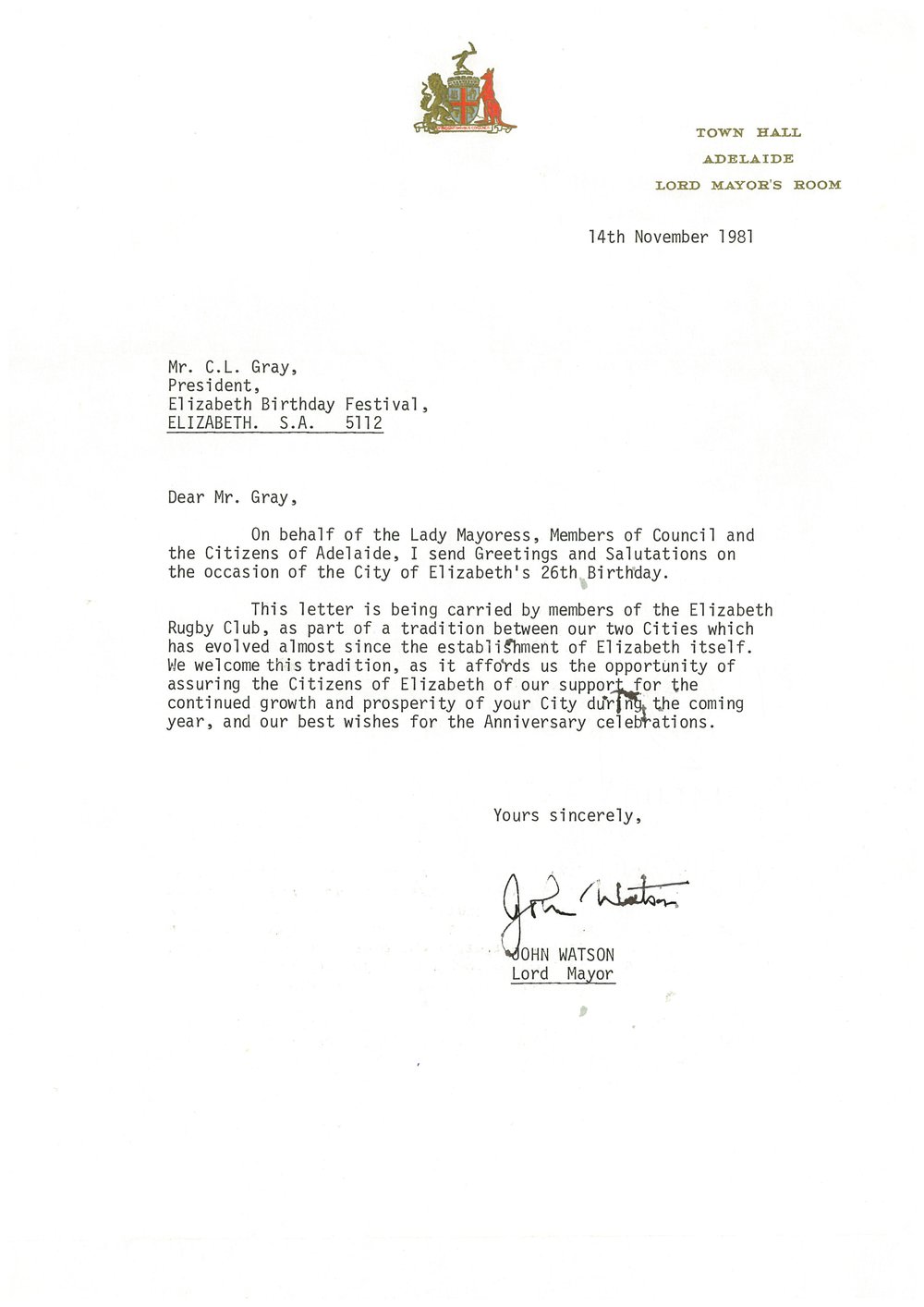 Elizabeth Relay Messages, 1981