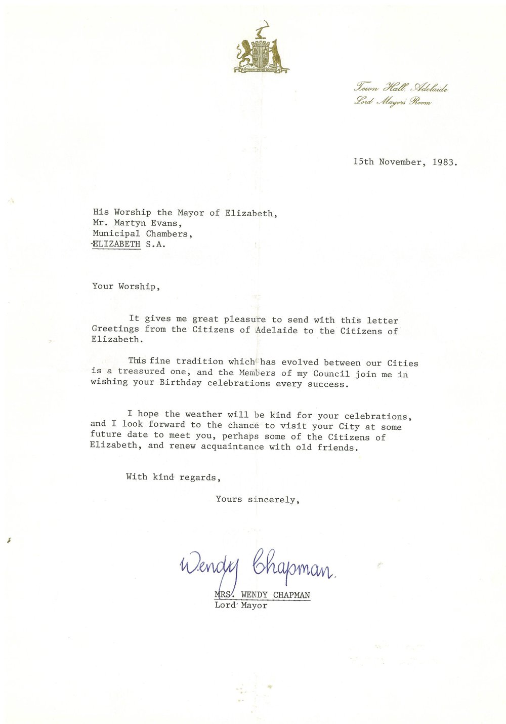 Elizabeth Relay Messages, 1983