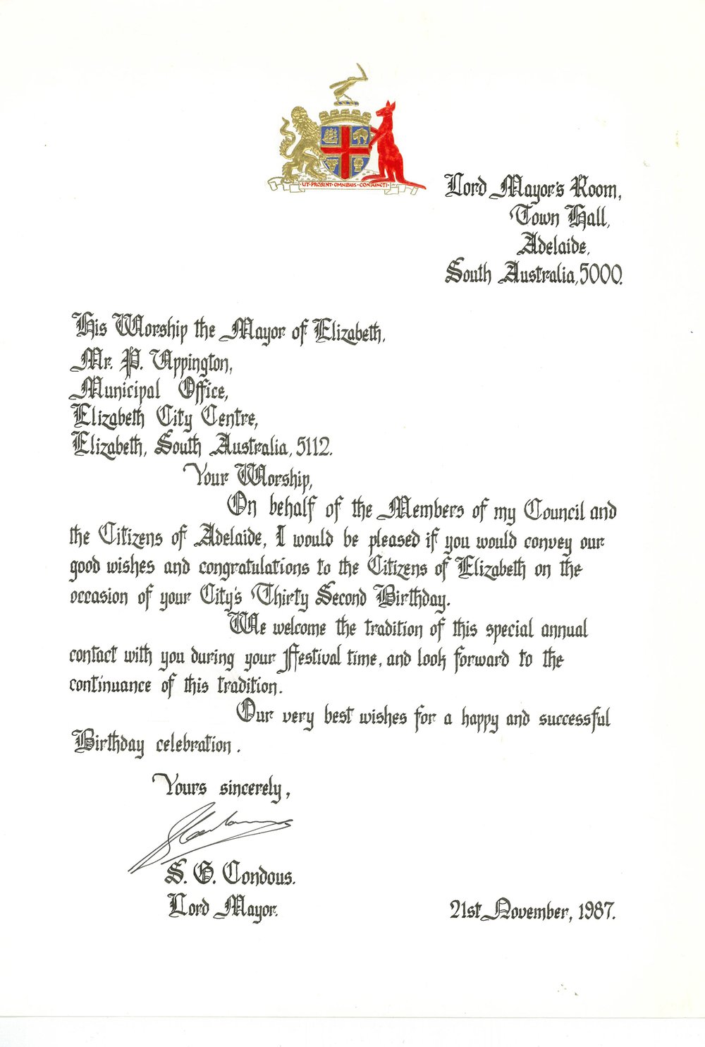 Elizabeth Relay Messages, 1987