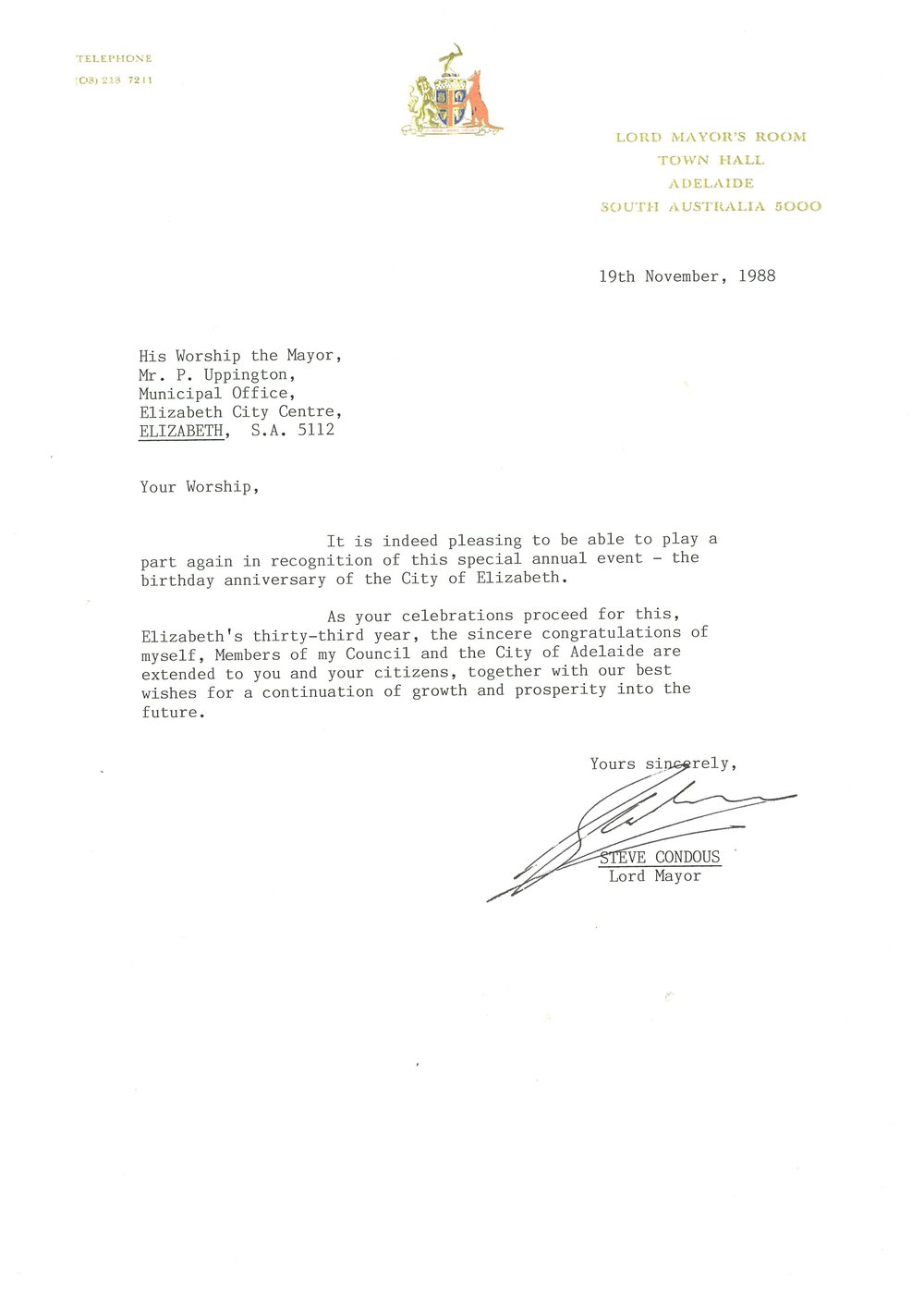 Elizabeth Relay Messages, 1988