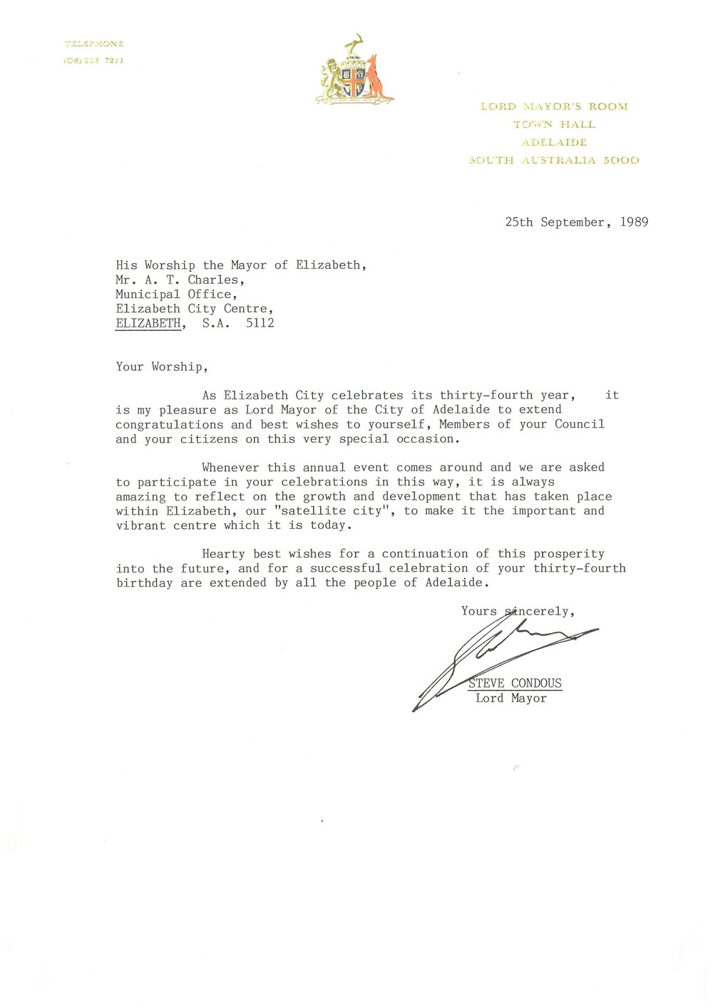 Elizabeth Relay Messages, 1989