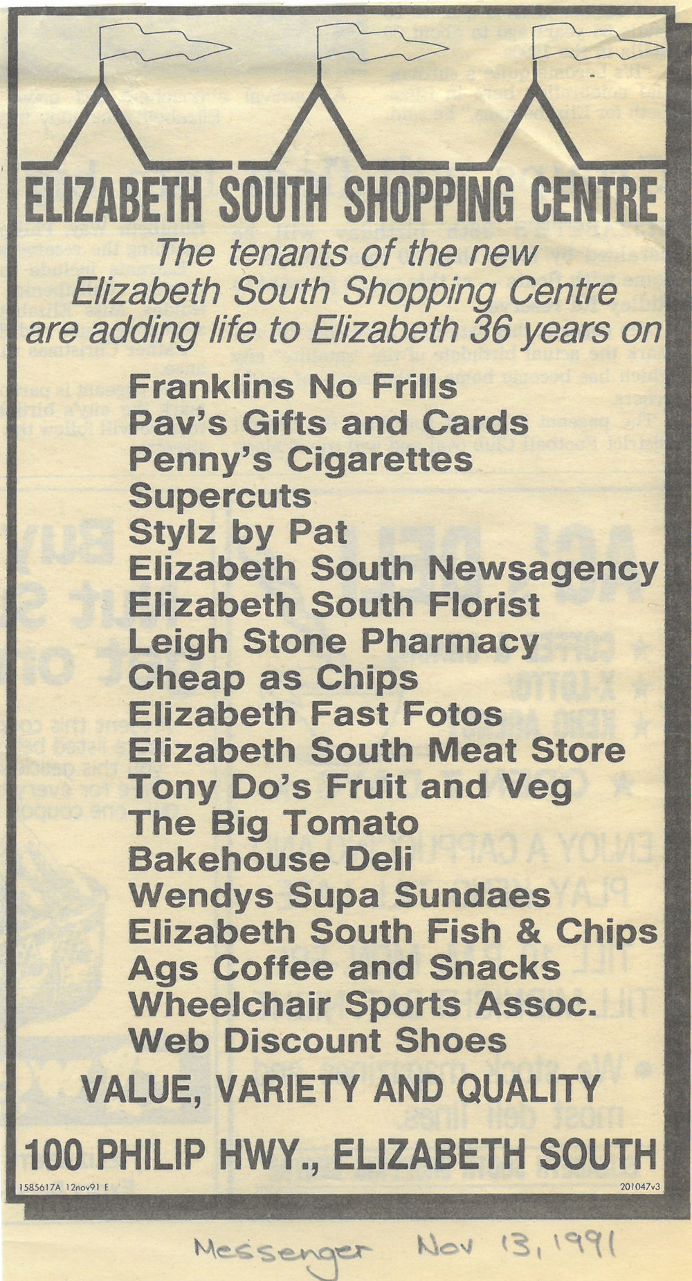 Elizabeth South Shop Tenants 1991