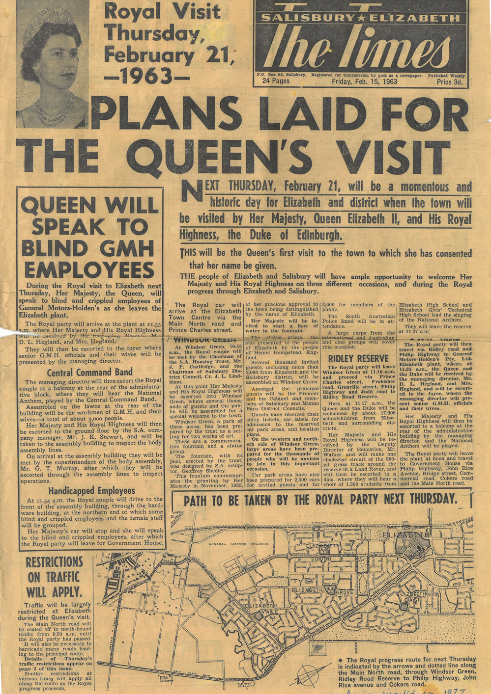 Queen Elizabeth II visit to Elizabeth in 1963