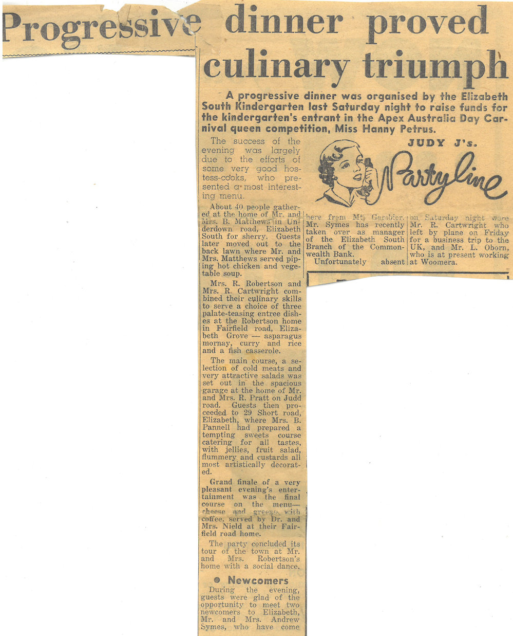 Elizabeth South Kindergarten Progressive Dinner