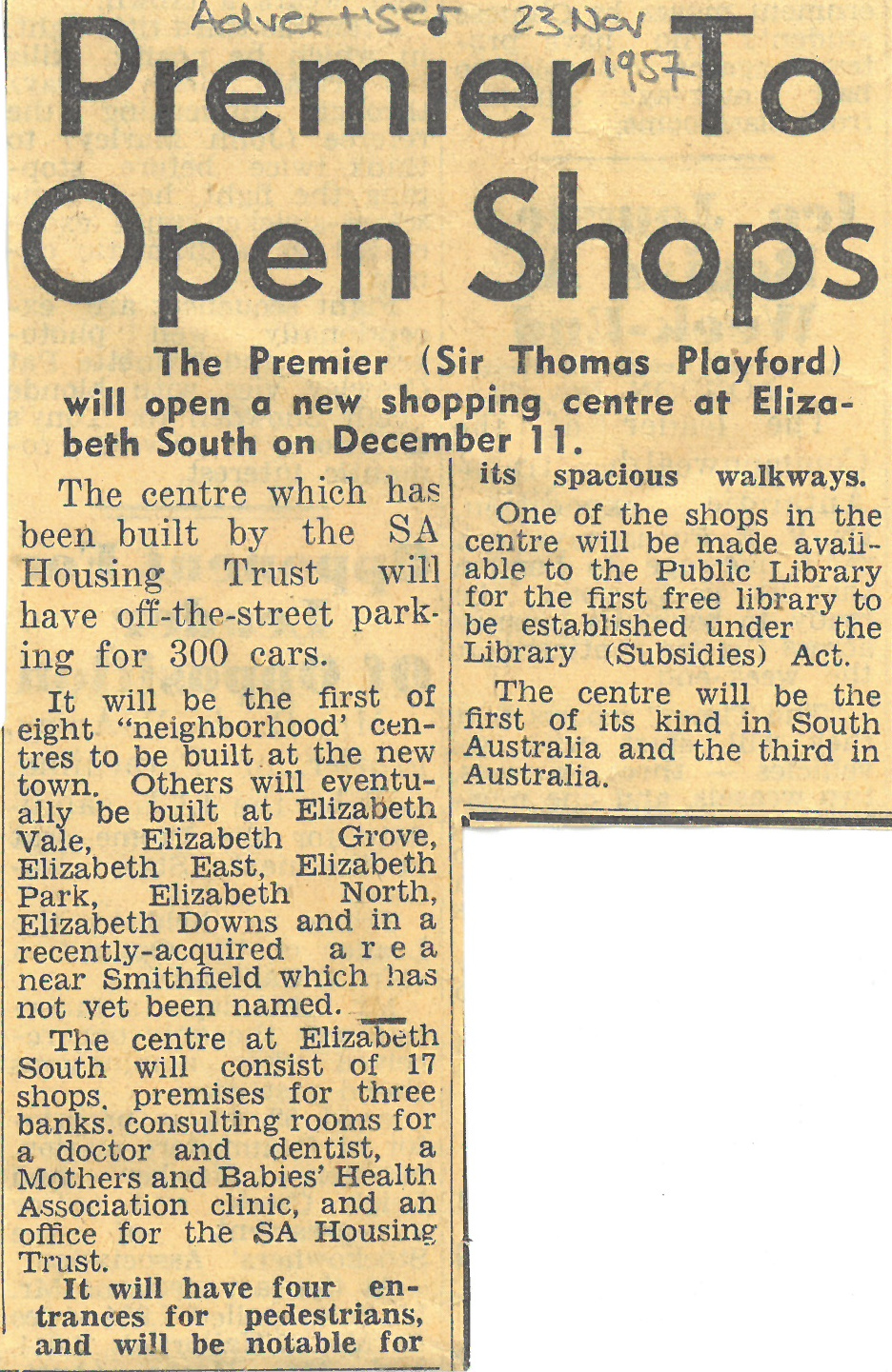 Elizabeth South Shops