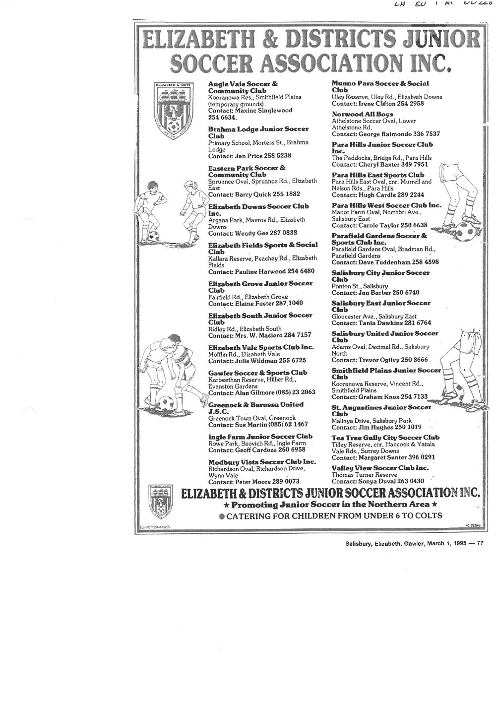 Elizabeth &amp; District Junior Soccer Association