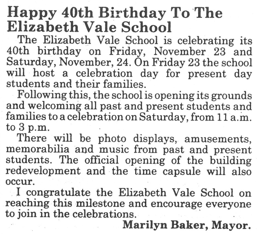 Elizabeth West High School 40th Birthday